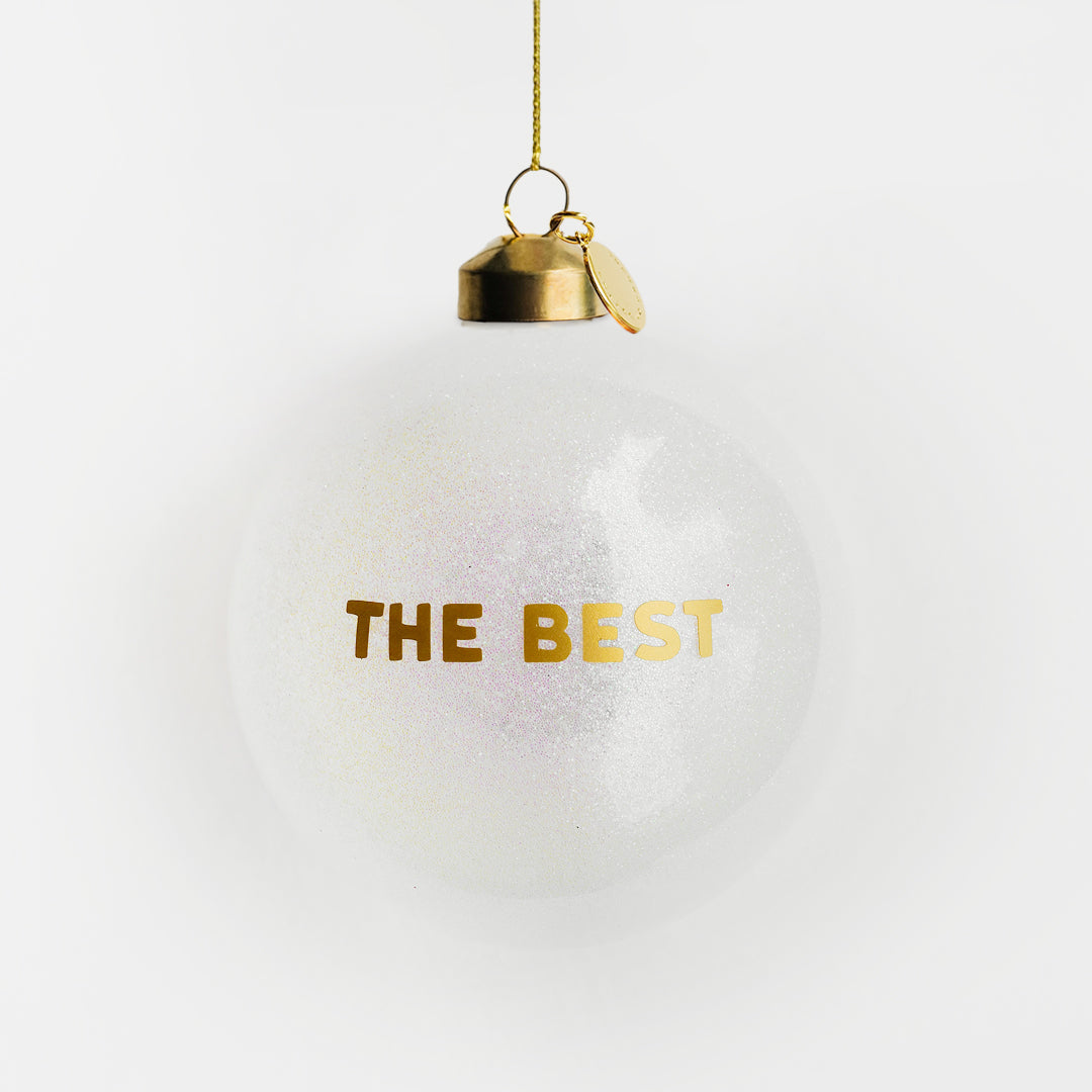 客製化玻璃聖誕球吊飾|珠光白