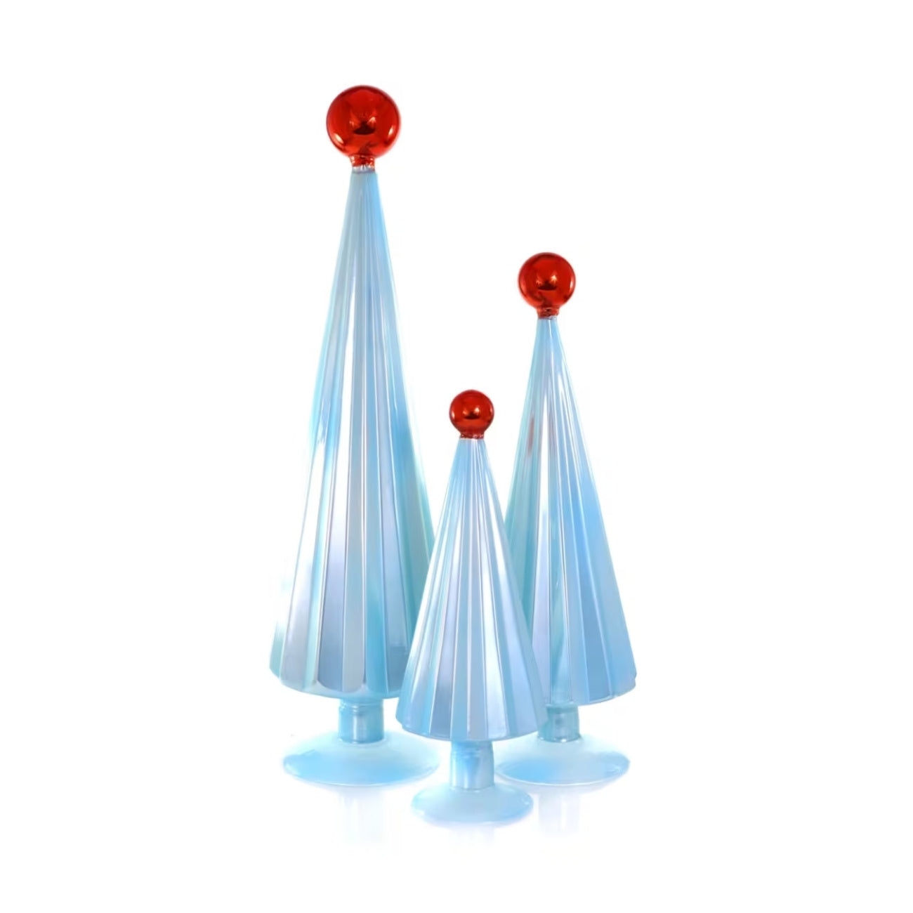 Arctic Tangerine Pleated Glass Trees (Set of 3)