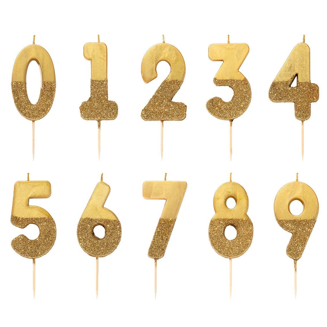 We Heart Birthdays Gold Glitter Number Candles
