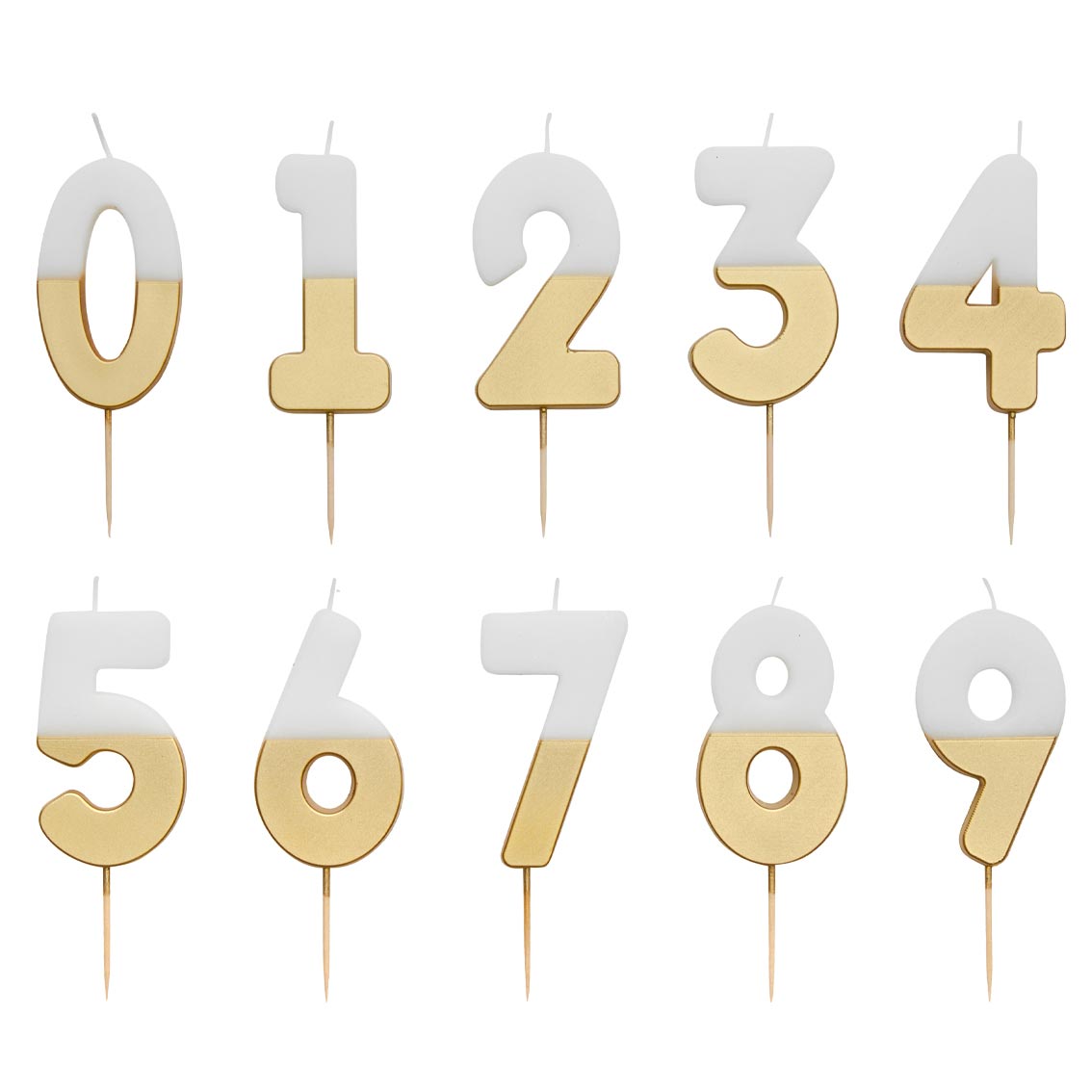 Gold & White Number Candles