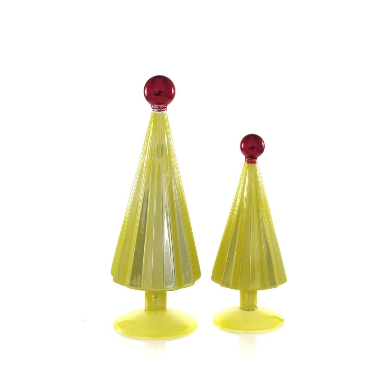 Chartreuse Pleated Glass Trees (Set of 2 – Small)