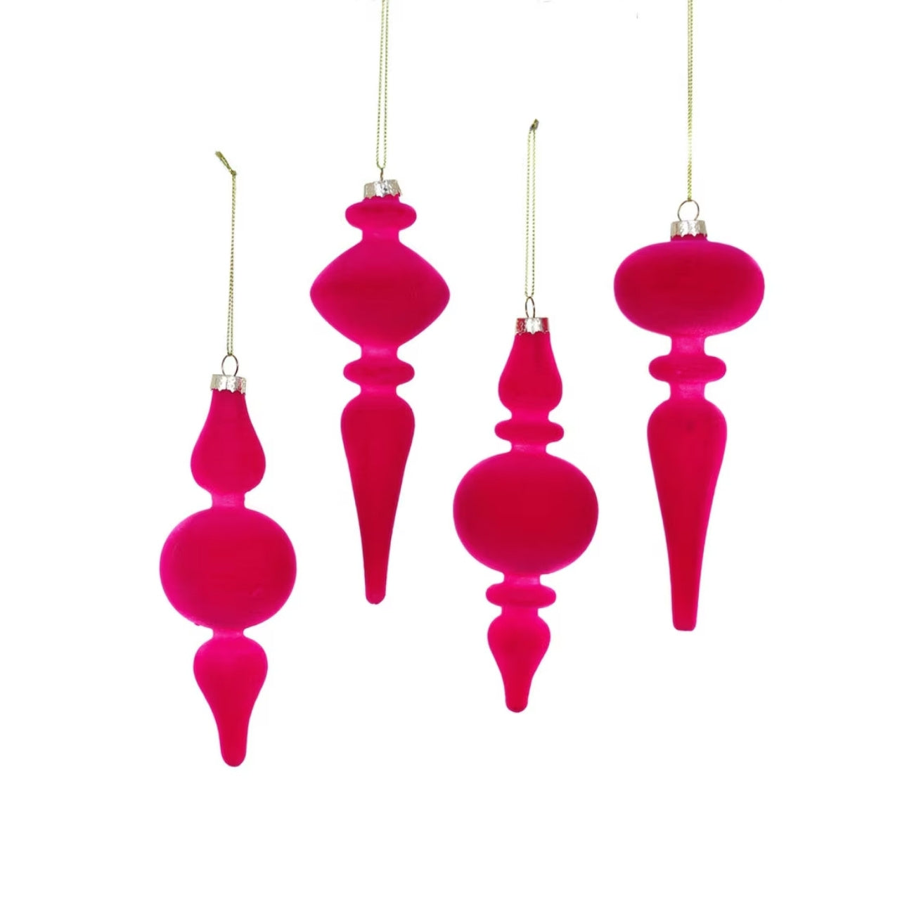 絨面紡錘聖誕裝飾品(四入組)