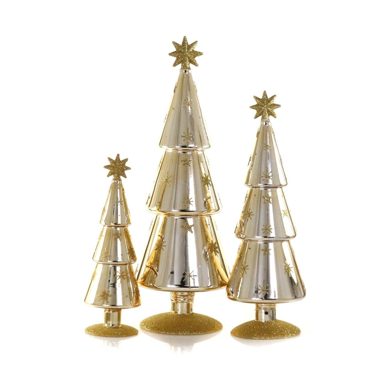 Gold Festive Alpine Glass Trees (Set of 3)