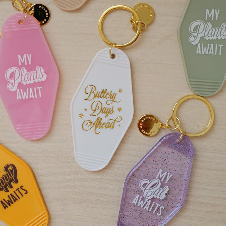 My Cat Awaits Motel Keychain