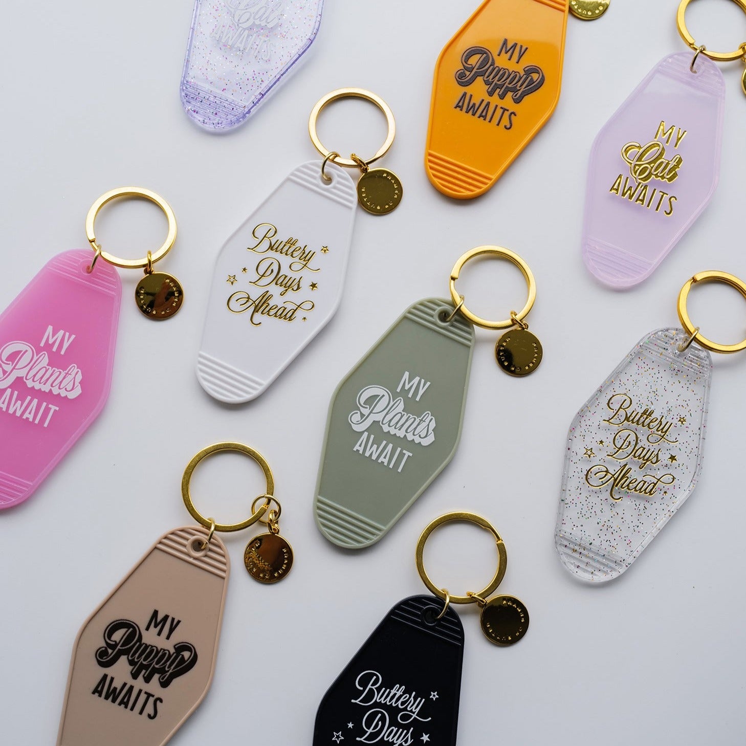 My Plants Await Motel Keychain