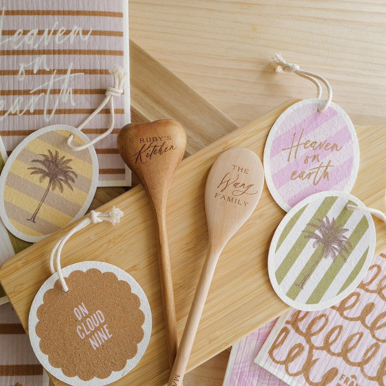 Dear Mom... | Personalized Chef's Spoons + Cellulose Sponge & Cloth Set