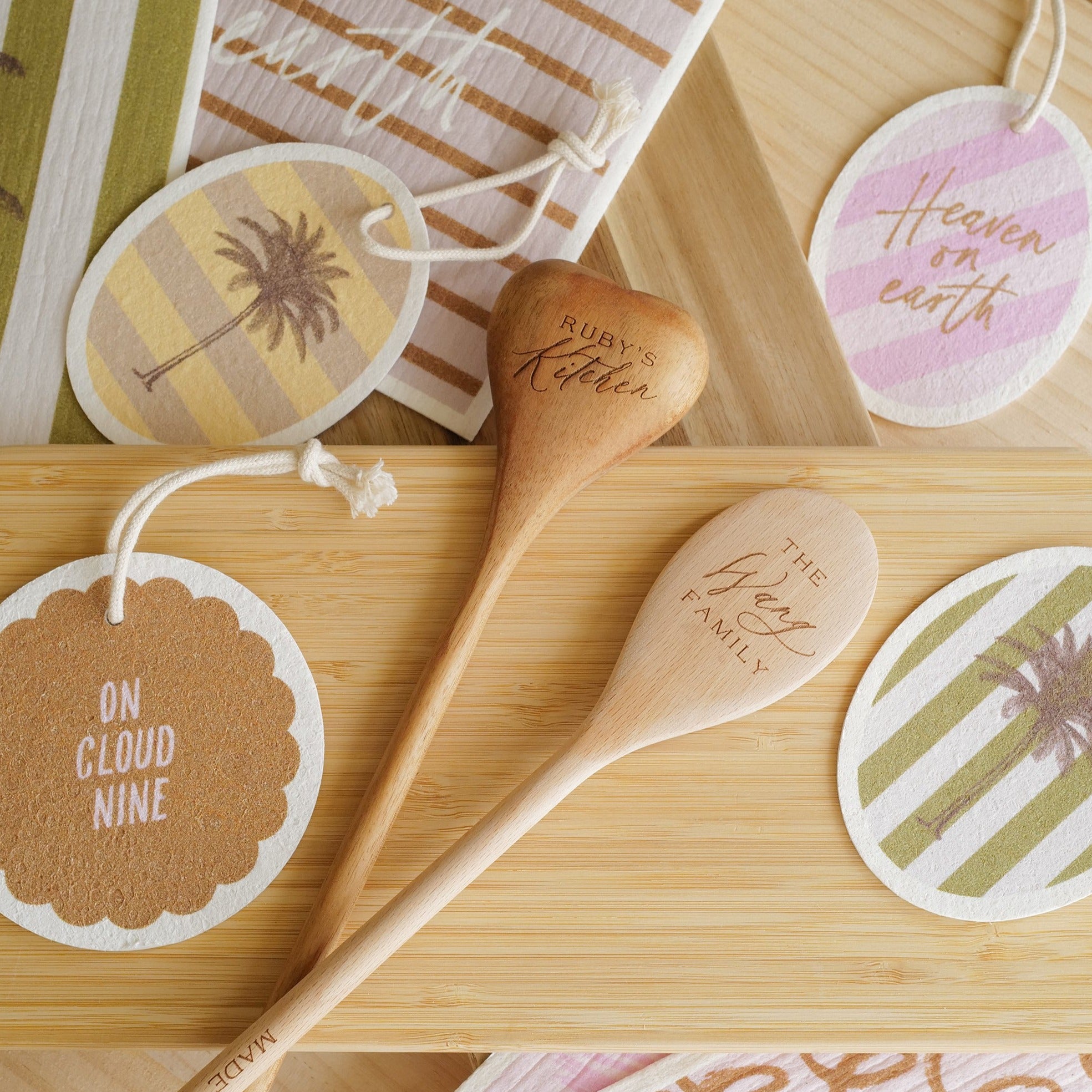 Dear Mom... | Personalized Chef's Spoons + Cellulose Sponge & Cloth Set