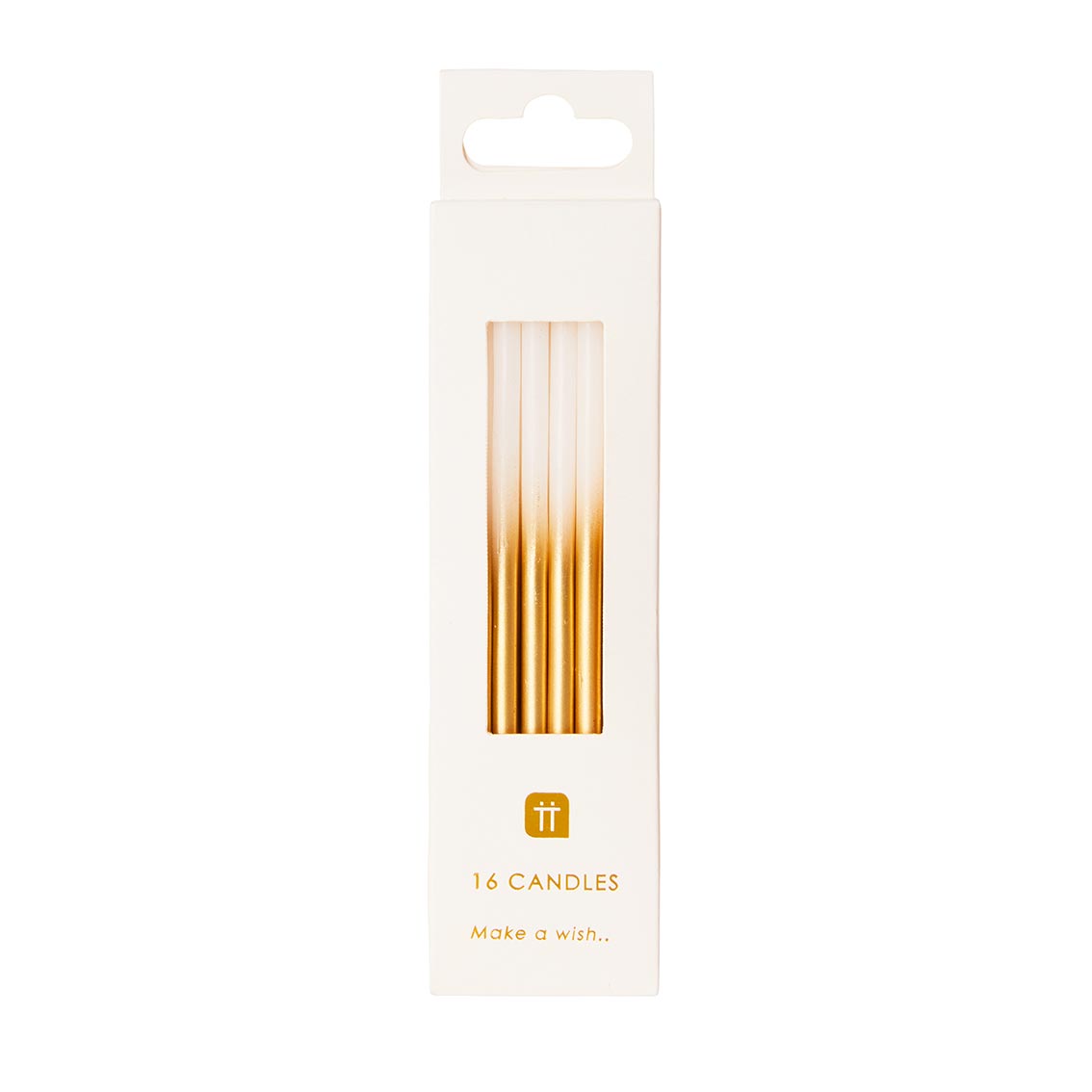 White and Gold Ombre Candles - 16 Pack
