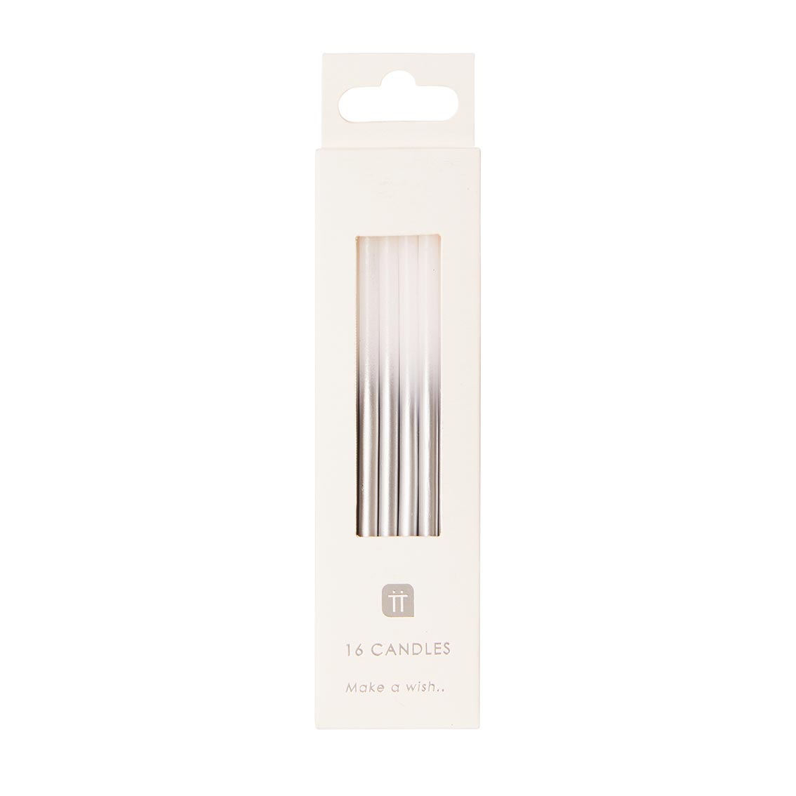 White and Silver Ombre Candles - 16 Pack