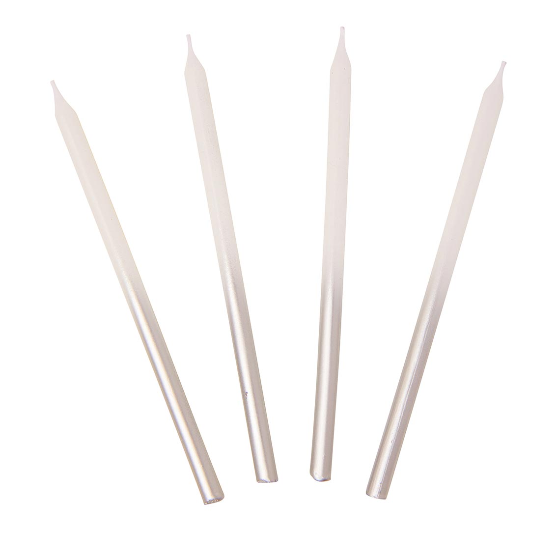 White and Silver Ombre Candles - 16 Pack