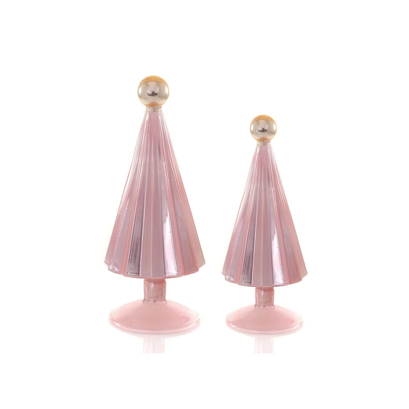Light Pink Gold Pleated Glass Trees (Set of 2 – Small)