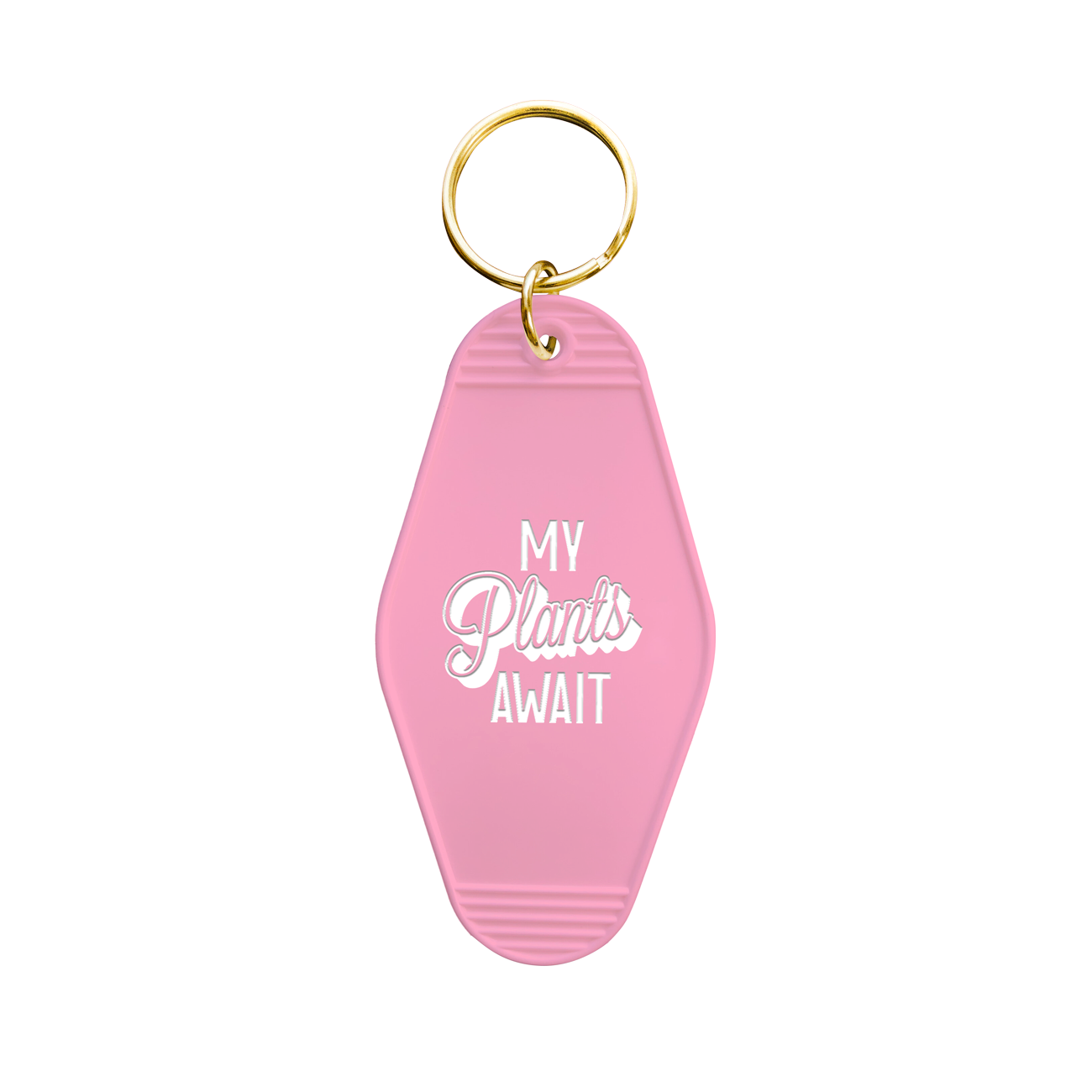 My Plants Await Motel Keychain