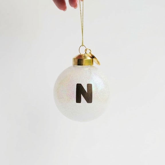 Mini Alphabet Bauble | Pearl White