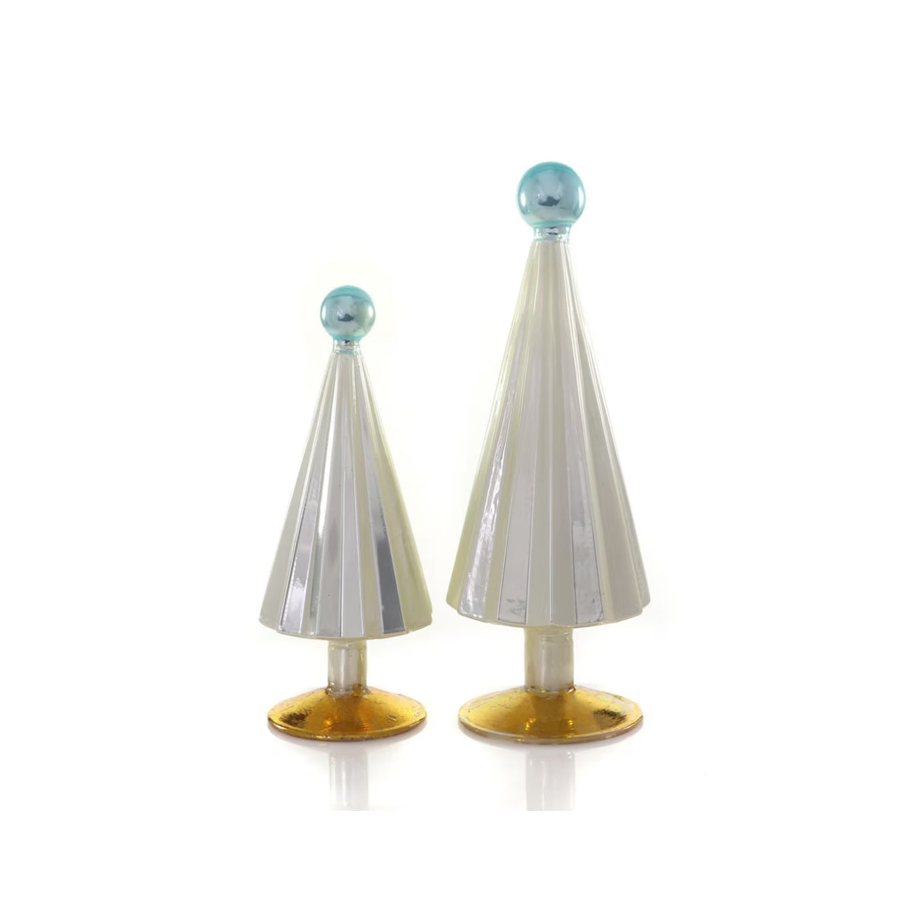 Pearl Blue Pleated Glass Trees (Set of 2 – Small)