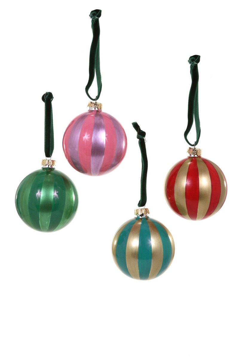 Striped Metallic Ornament (Set of 4)