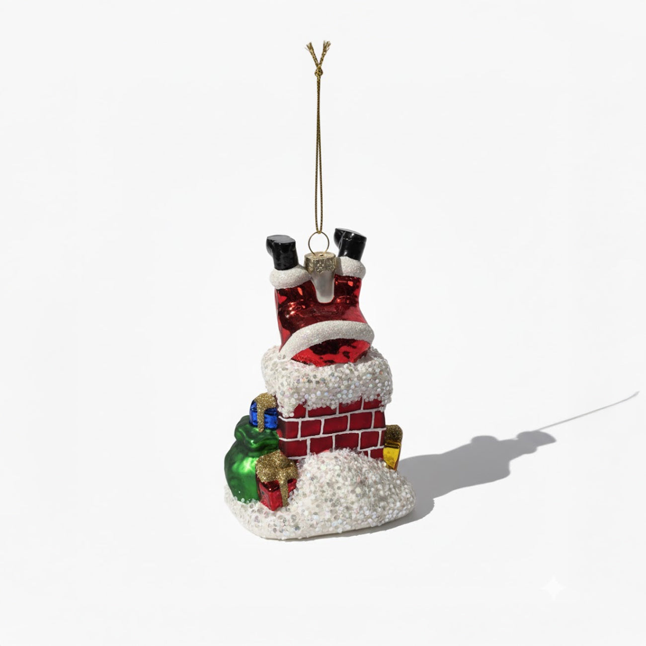 聖誕老人卡煙囪玻璃吊飾