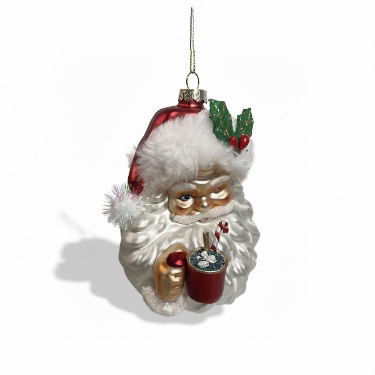 聖誕老人熱可可玻璃聖誕吊飾