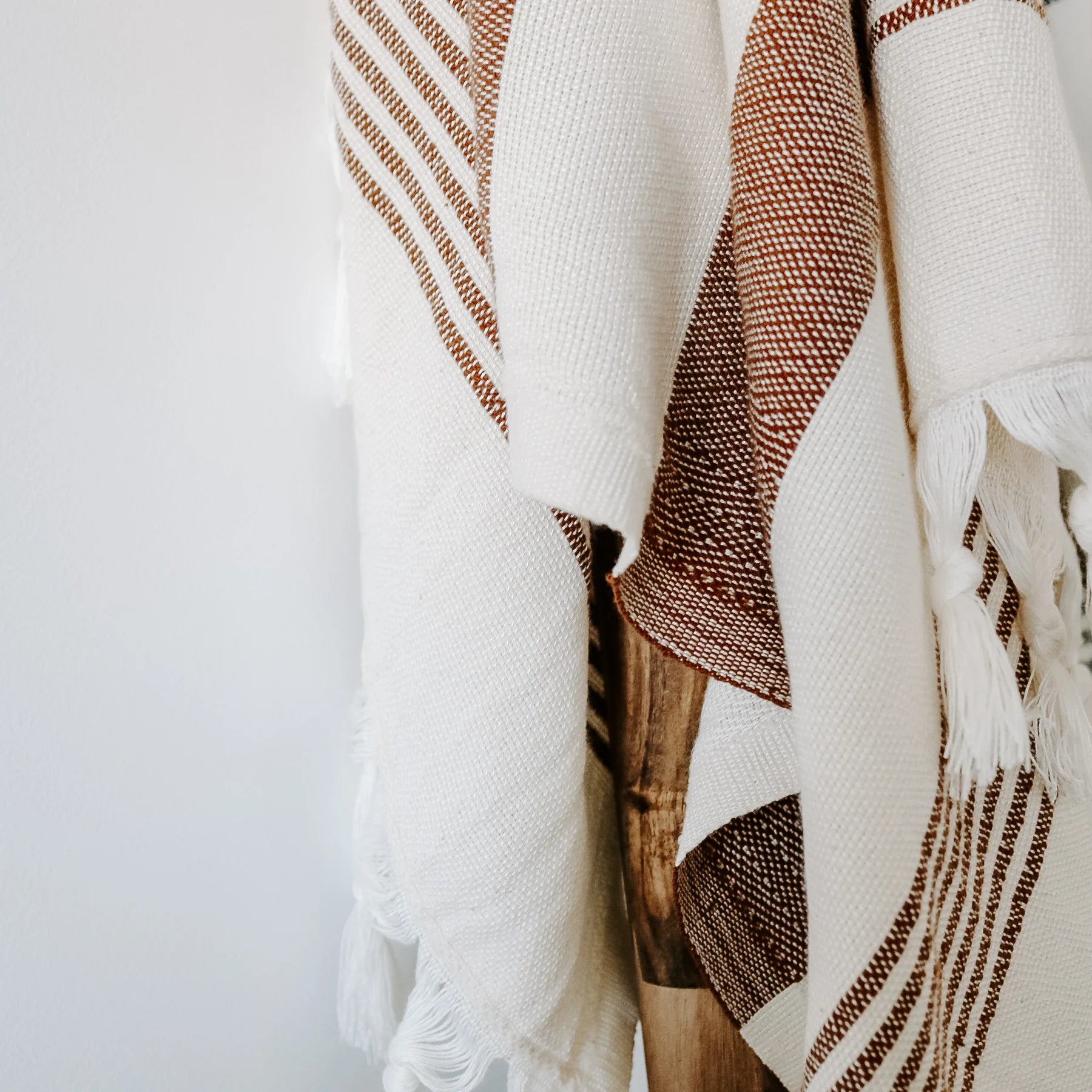 Turkish Cotton + Bamboo Hand Towel - Neutral Stripes | Sweet Water Decor
