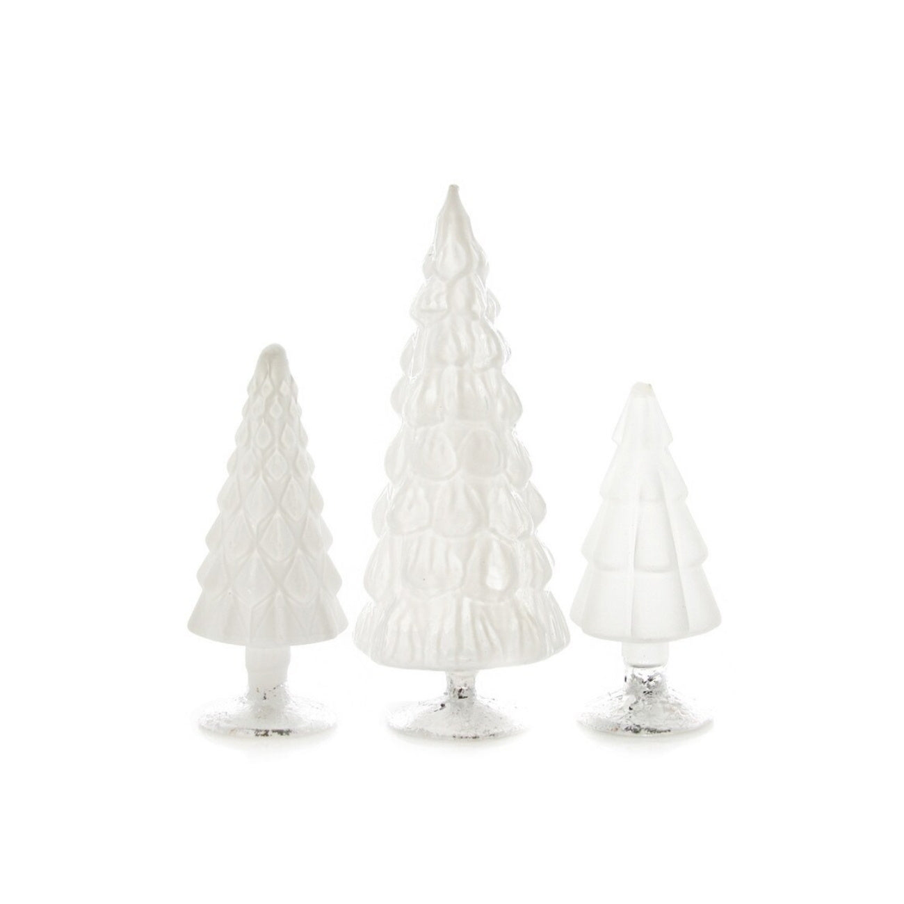 White Hue Glass Trees (Set of 3)