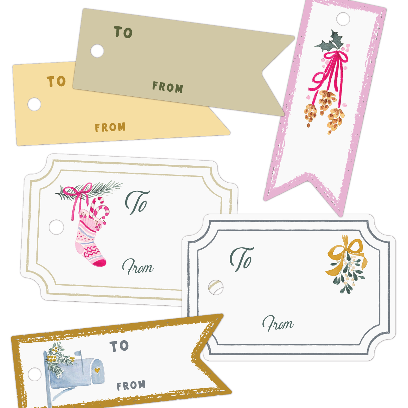 Holiday Gift Tag Set | Pennants & Mini Executives