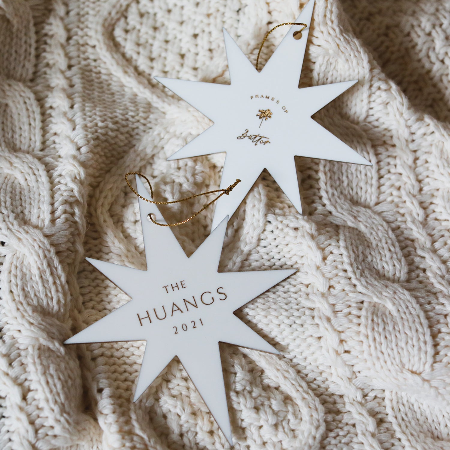Personalised Bethlehem Star Ornament Christmas Frames of Butter Tree script cursive handwritten