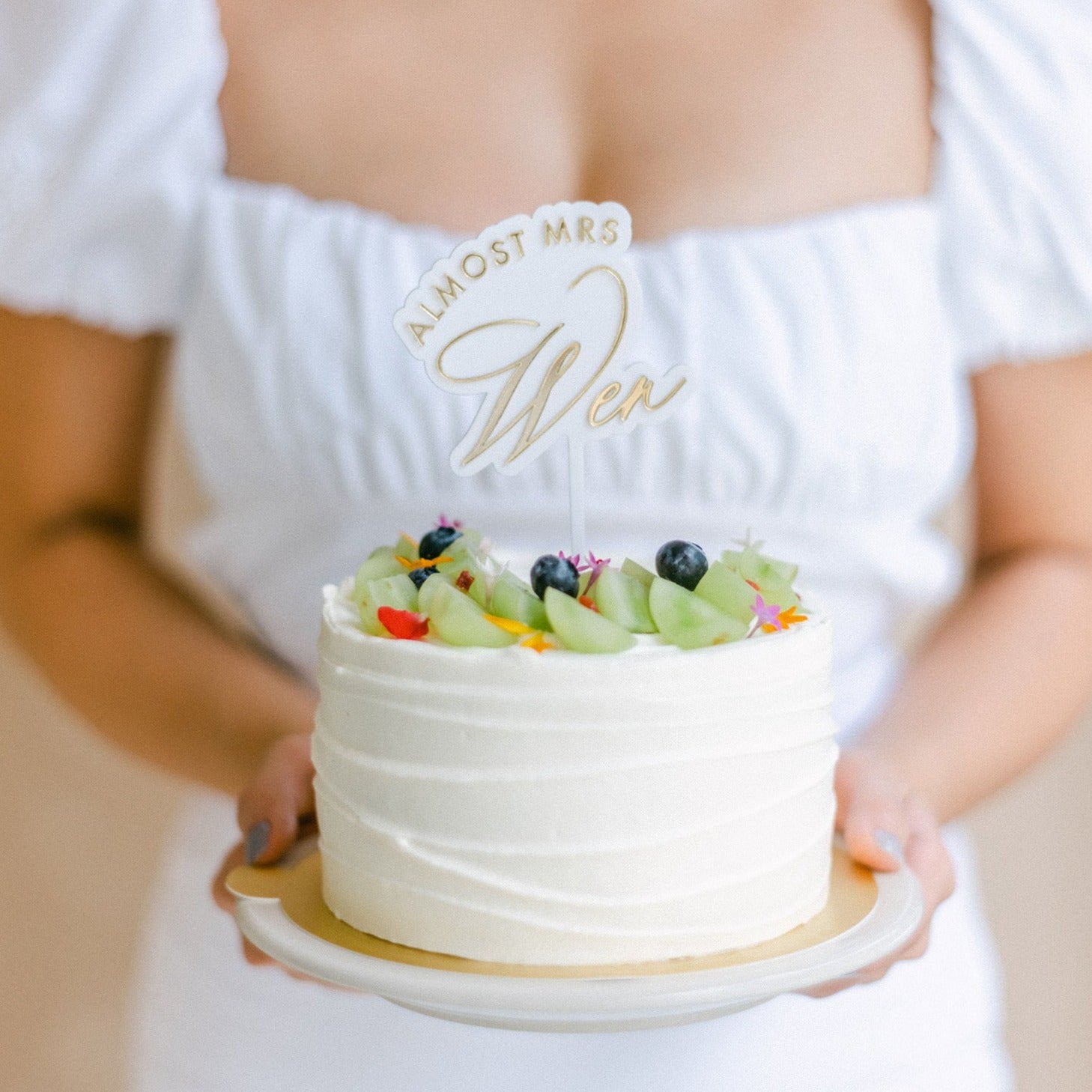 Personalized Double Layered Cake Topper|Almost Mrs.