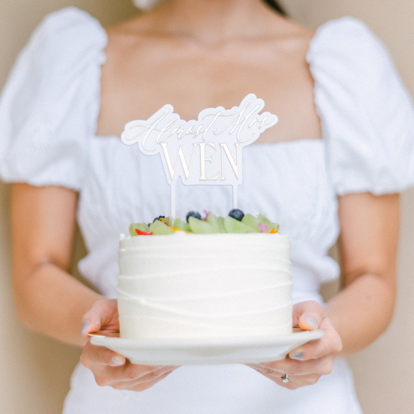Personalized Double Layered Cake Topper|Almost Mrs.