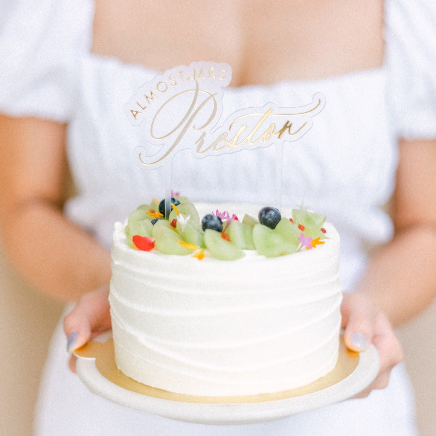 Personalized Double Layered Cake Topper|Almost Mrs.