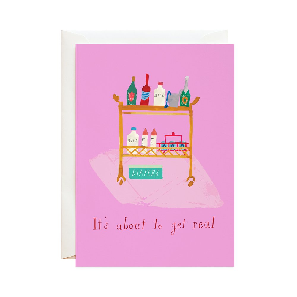 Diapers on the Bar Cart | Greeting card