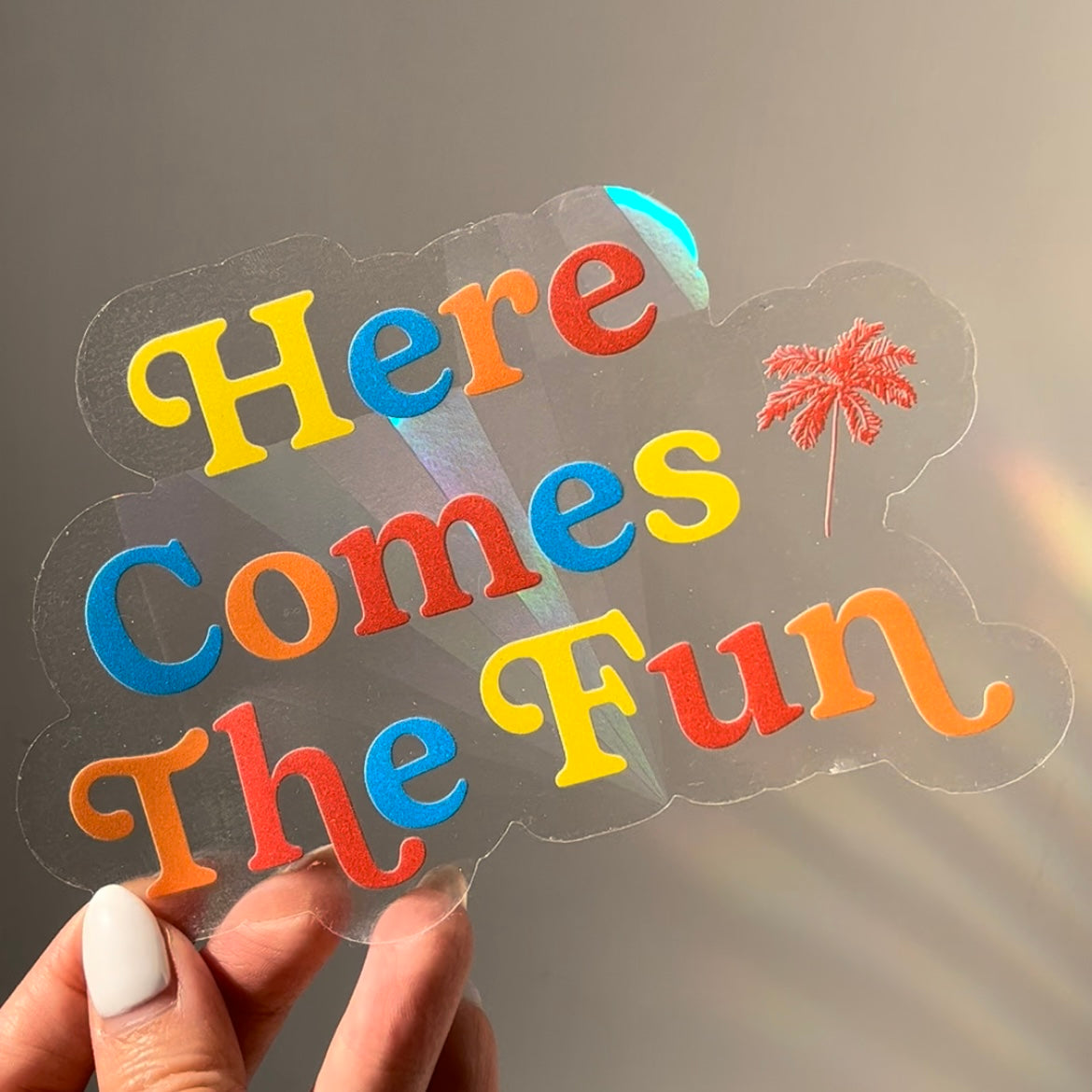 Here comes the sun suncatcher sticker
