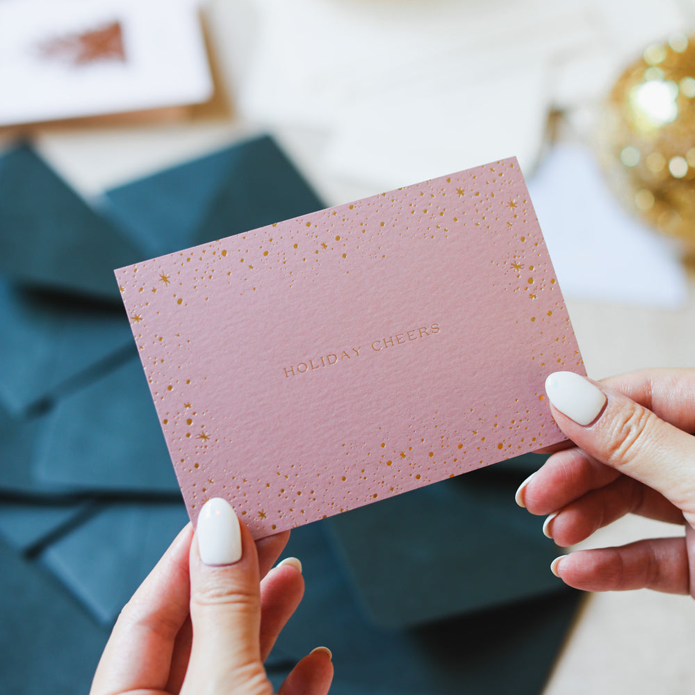 gift holiday Christmas card pink green cheers frames of butter