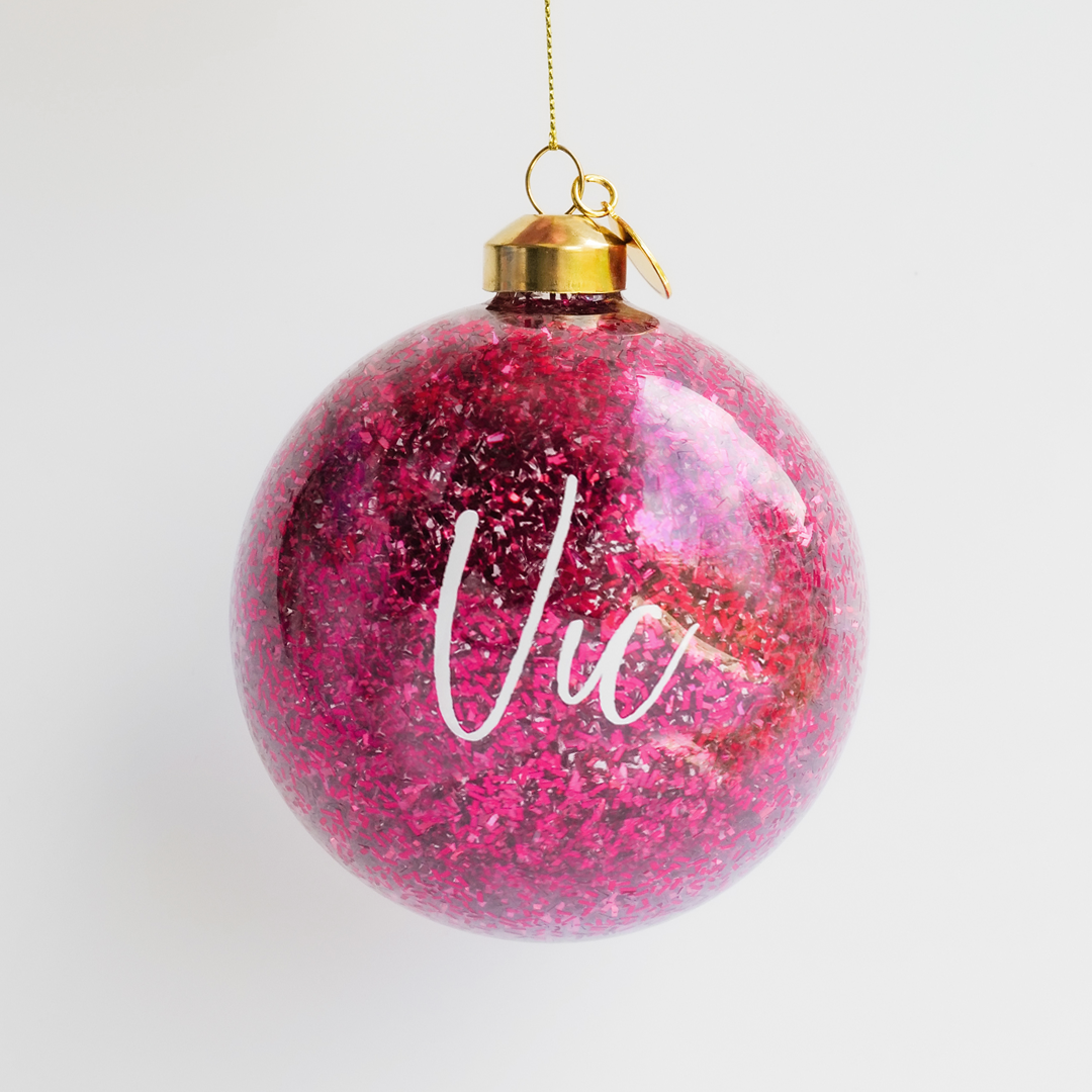 客製化玻璃聖誕球吊飾｜櫻桃亮片