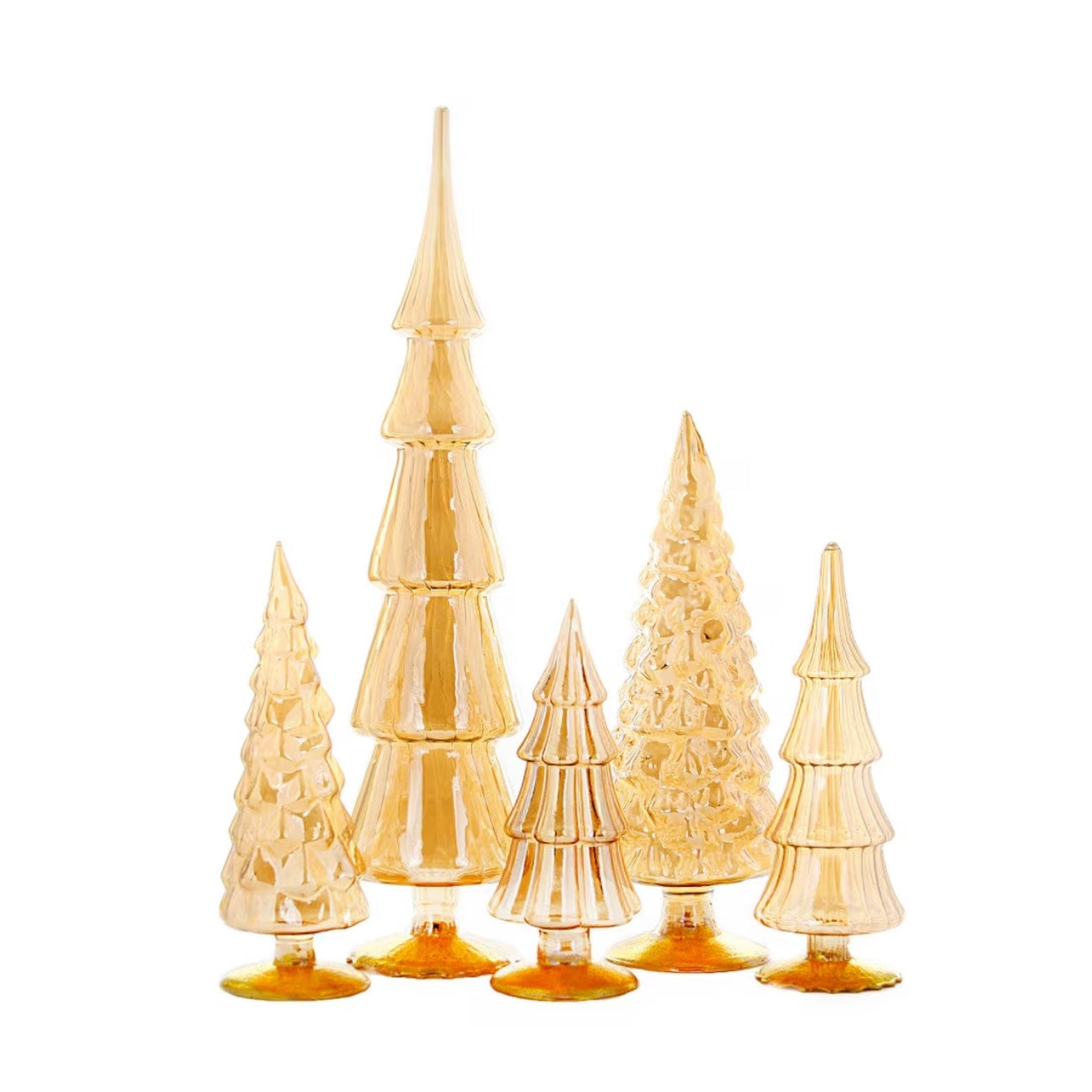 Amber Hue Glass Trees (Set of 5)