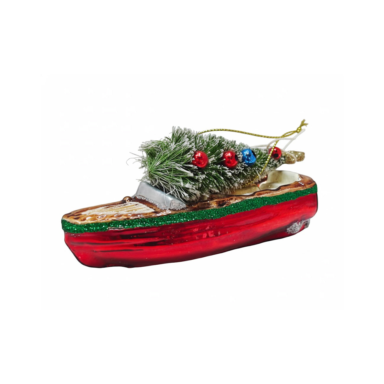 節慶小船玻璃聖誕吊飾