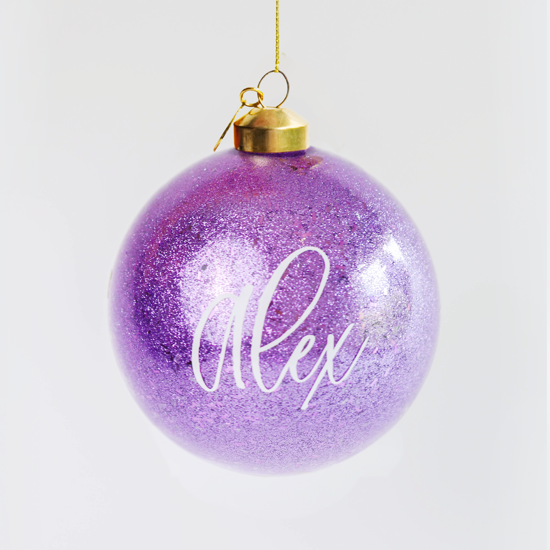 Personalized Glass Bauble | Frosted Lilac