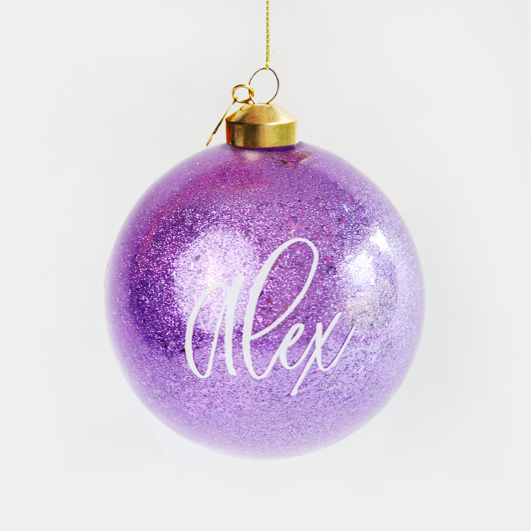 Personalized Glass Bauble | Frosted Lilac
