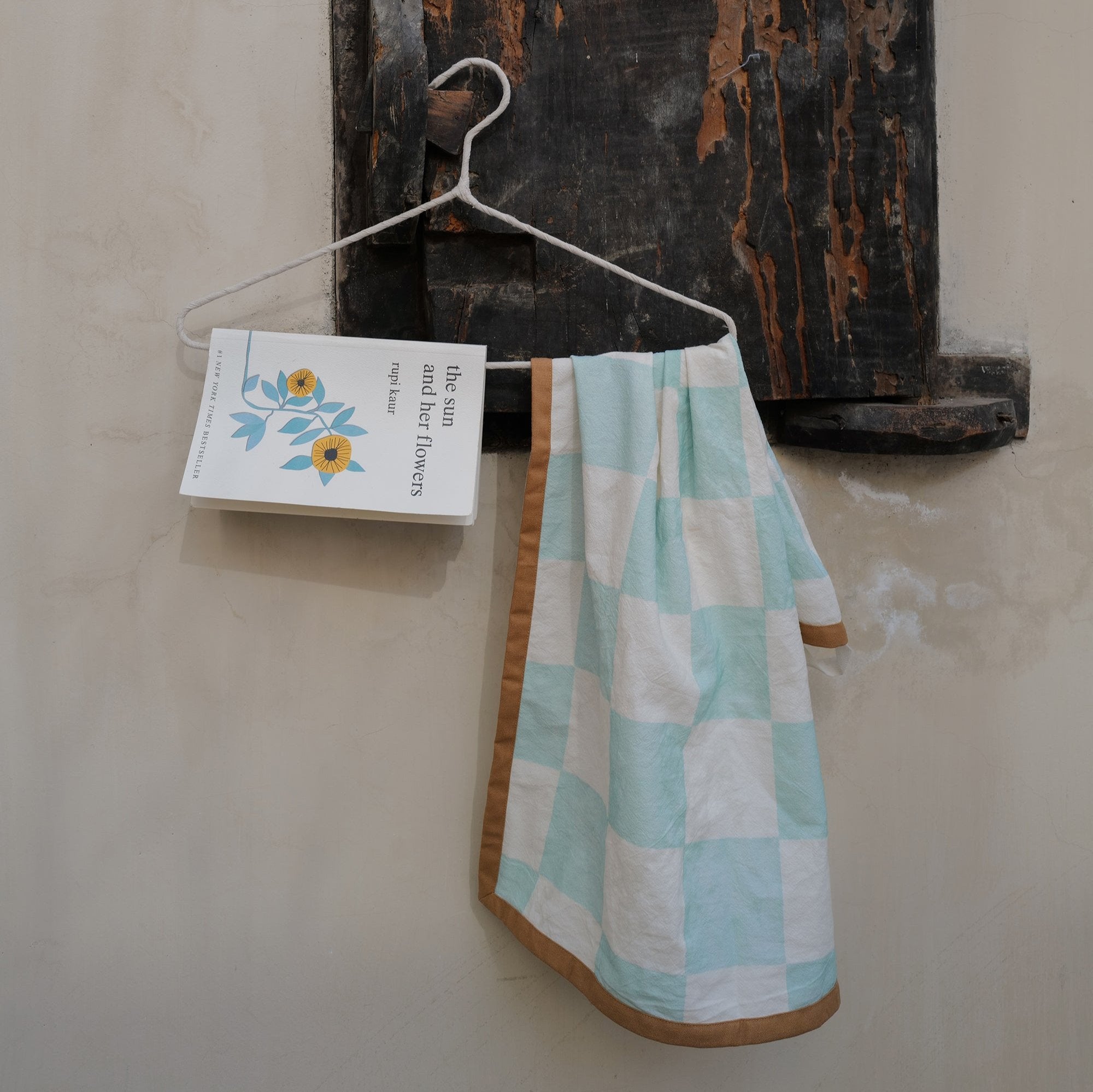 Teal Checkered Cotton Tea Towel