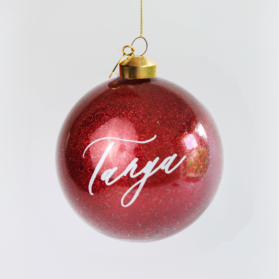Personalized Glass Bauble | Ruby Red