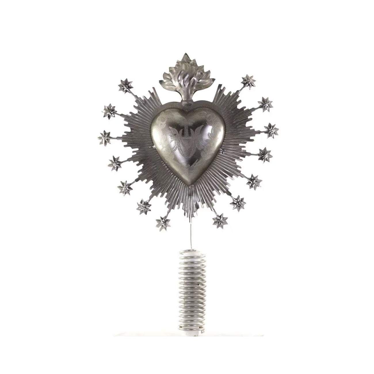 Sacred Heart Milagro Christmas Tree Topper - Silver