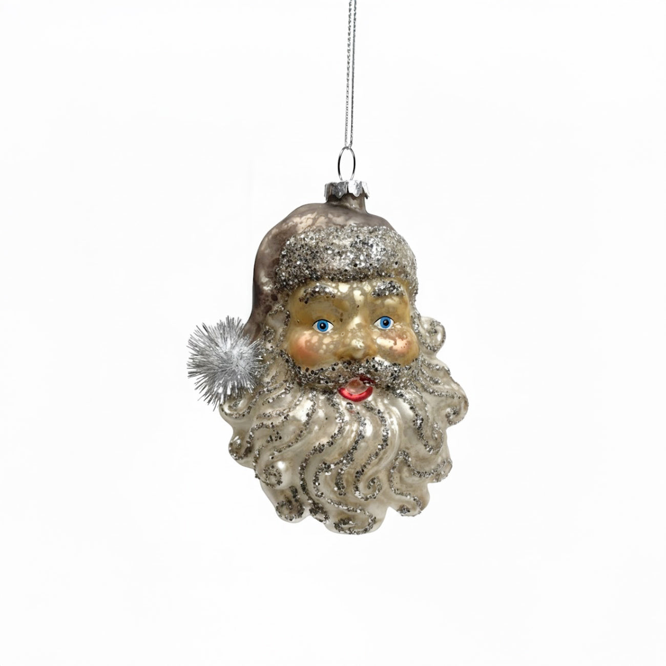 復古銀色聖誕老人玻璃吊飾